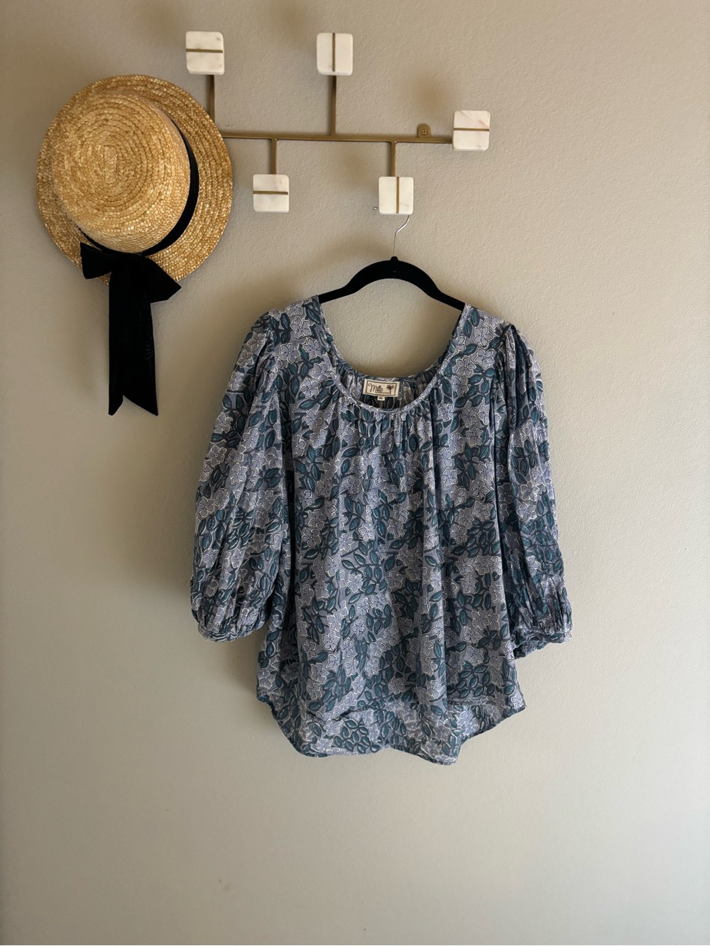 Mille Cotton Floral Print Blouse Top XL